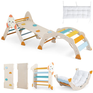 8-in-1 Foldable Climbing Toys for Toddlers Rocket-Themed-Macaron