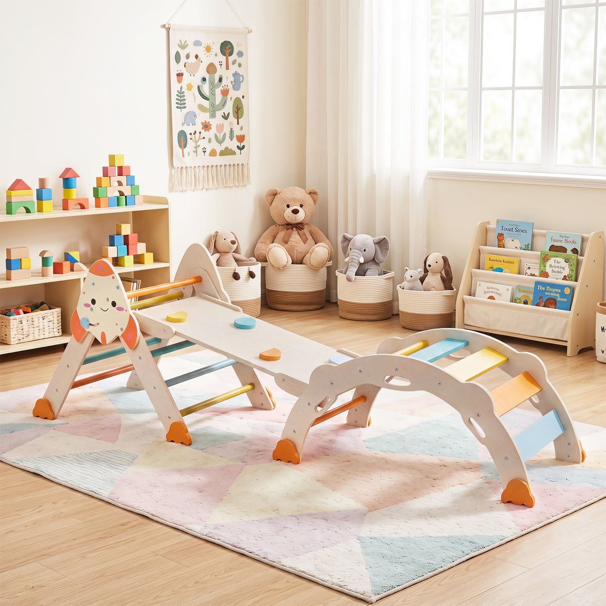 8-in-1 Foldable Climbing Toys for Toddlers Rocket-Themed-Macaron view 3
