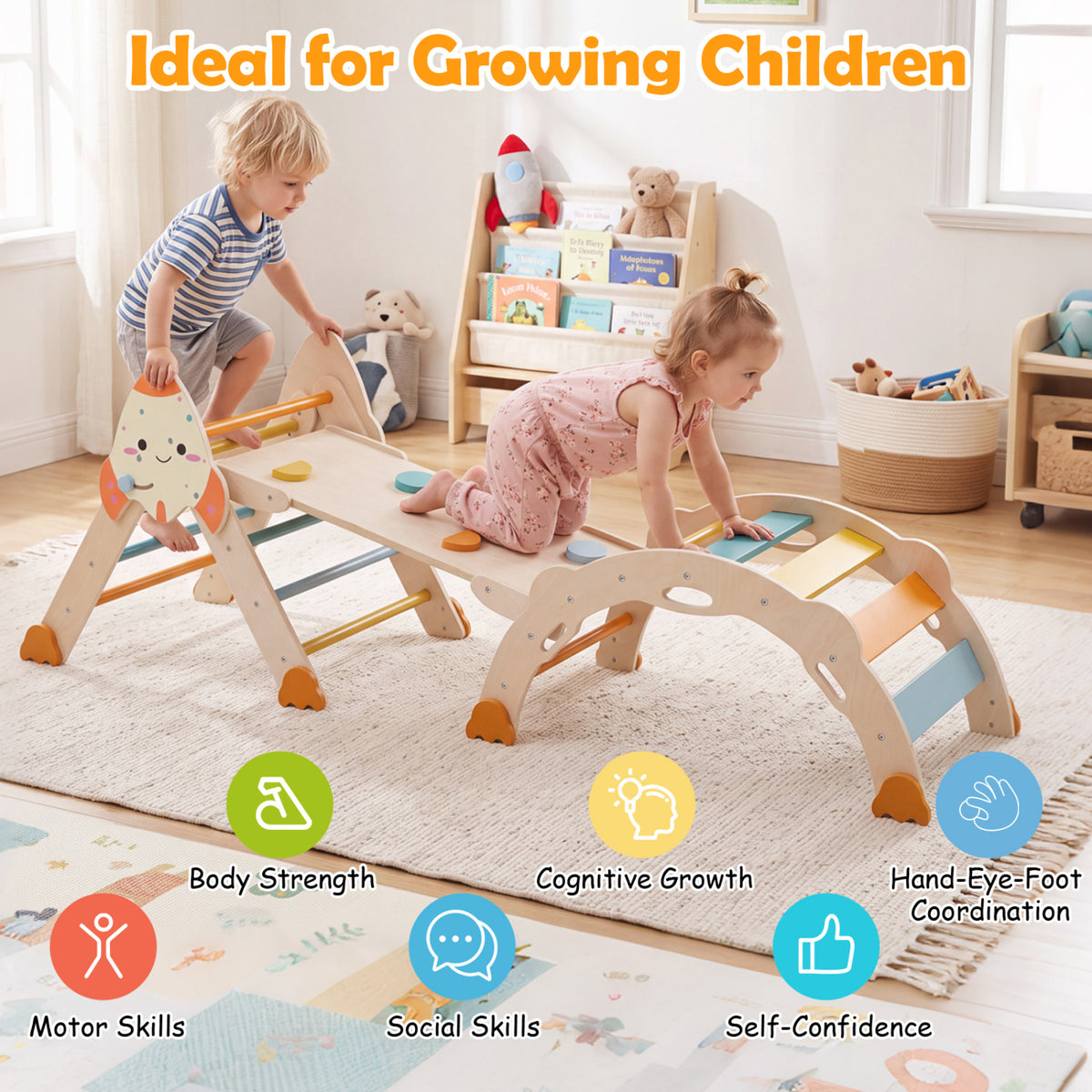 8-in-1 Foldable Climbing Toys for Toddlers Rocket-Themed-Macaron view 9