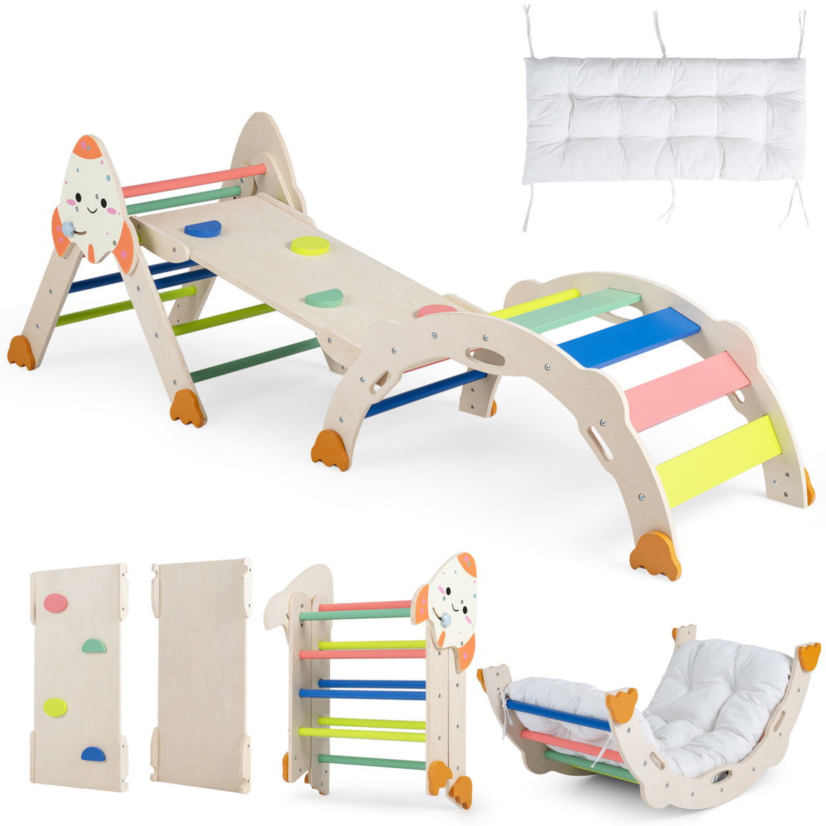 8-in-1 Foldable Climbing Toys for Toddlers Rocket-Themed-Multicolor