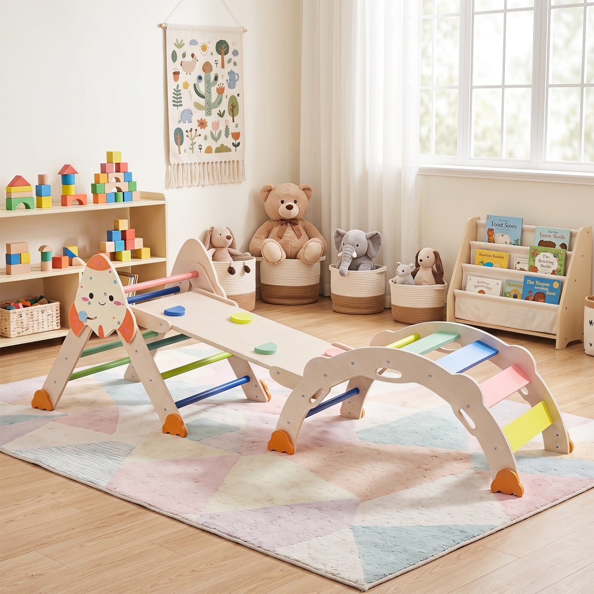 8-in-1 Foldable Climbing Toys for Toddlers Rocket-Themed-Multicolor view 3