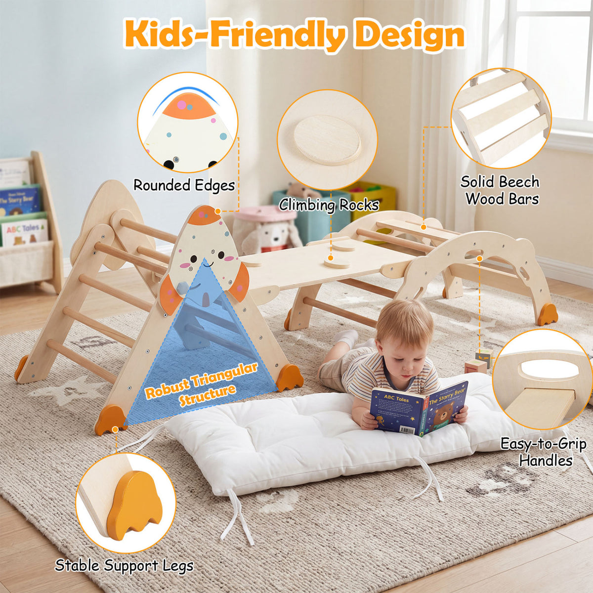 8-in-1 Foldable Climbing Toys for Toddlers Rocket-Themed-Natural view 7