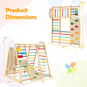 8-in-1 Foldable Indoor Jungle Gym for Kids with Swing and Monkey Bars-Colorful view 5
