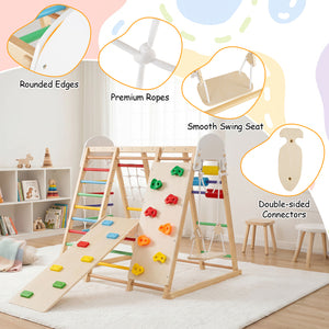 8-in-1 Foldable Indoor Jungle Gym for Kids with Swing and Monkey Bars-Colorful view 9