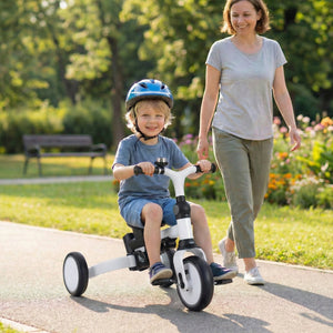 8-in-1 Folding Kids Tricycle with Removable Canopy and Push Handle-Gray view 2