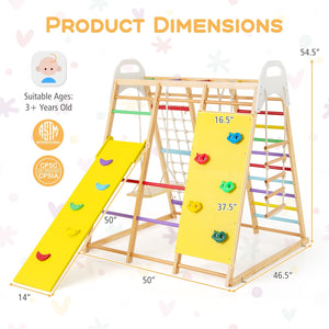 8-in-1 Wooden Jungle Gym Playset with Slide and Monkey Bars-Multicolor view 5