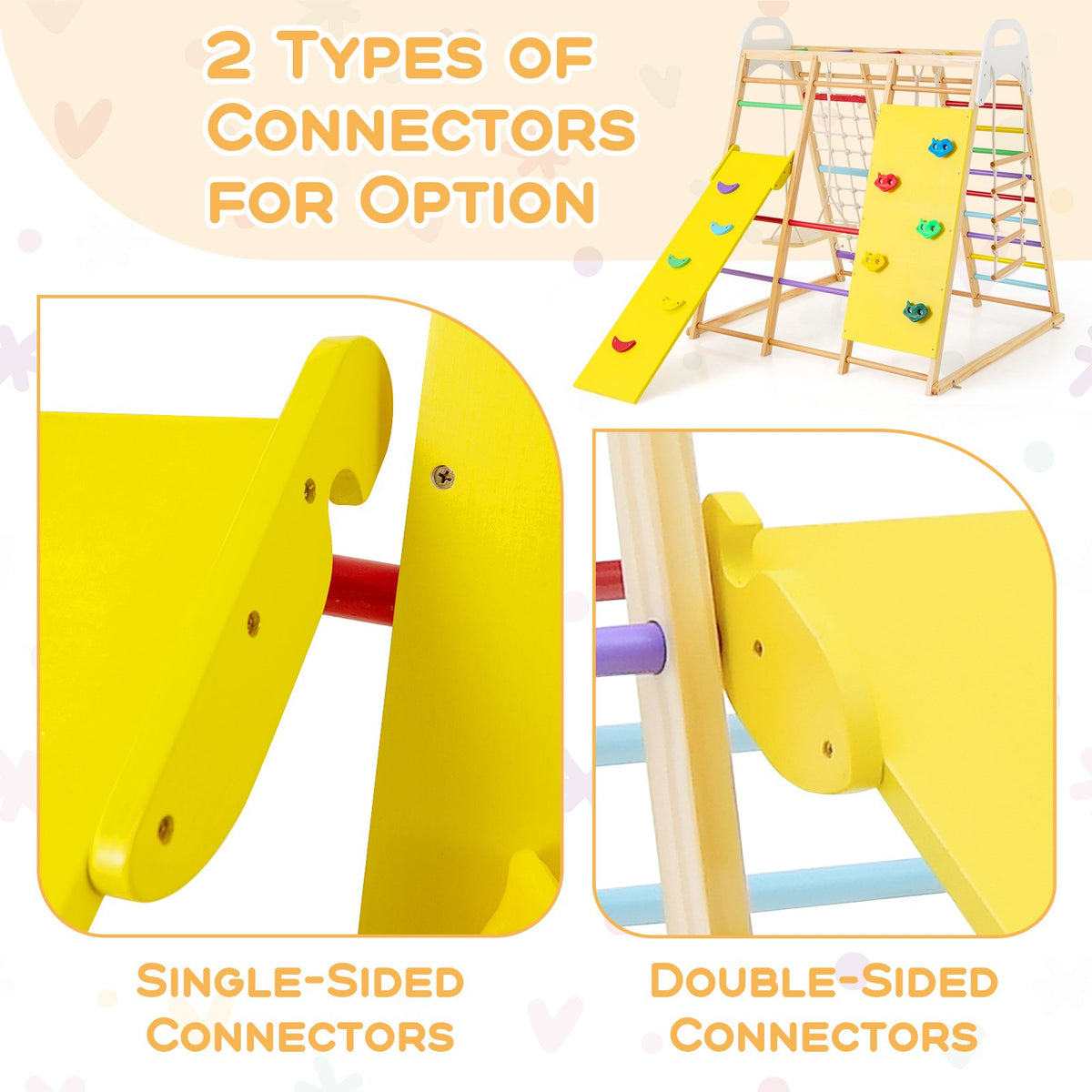 8-in-1 Wooden Jungle Gym Playset with Slide and Monkey Bars-Multicolor view 7