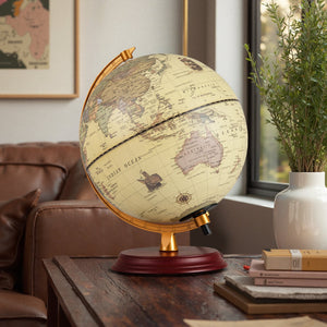 8 Inch Illuminated World Globe Night Light up Globe Lamp with Wooden Stand and HD Map-Brozen view 5