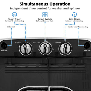8 Lbs Compact Mini Twin Tub Washing Spiner Machine for Home and Apartment view 8