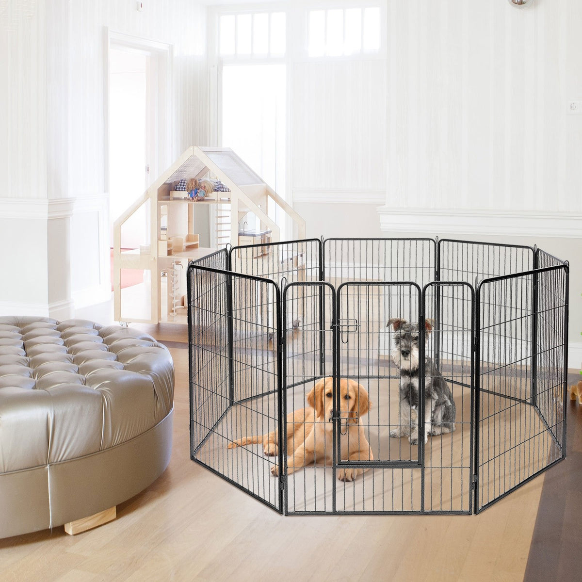 8 Metal Panel Heavy Duty Pet Playpen Dog Fence with Door-48 inches view 2