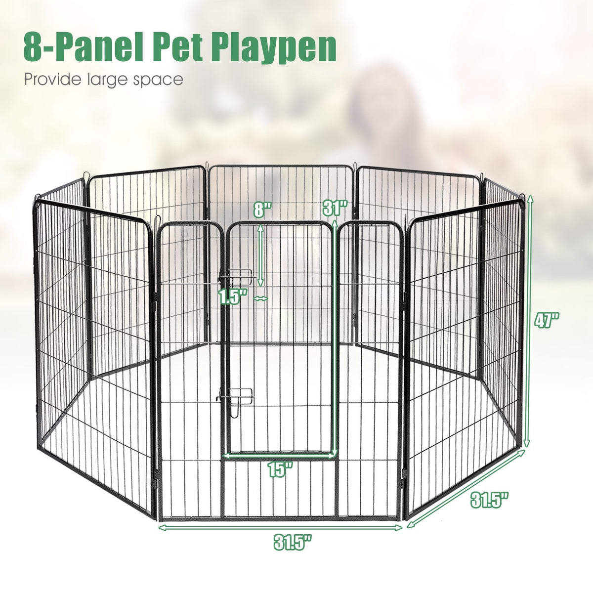 8 Metal Panel Heavy Duty Pet Playpen Dog Fence with Door-48 inches view 4