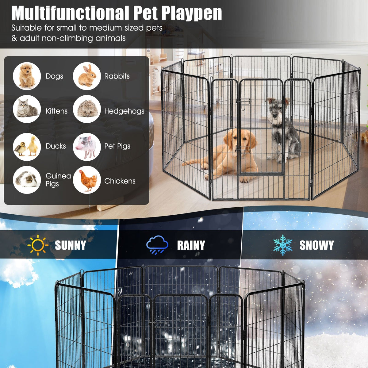 8 Metal Panel Heavy Duty Pet Playpen Dog Fence with Door-48 inches view 5