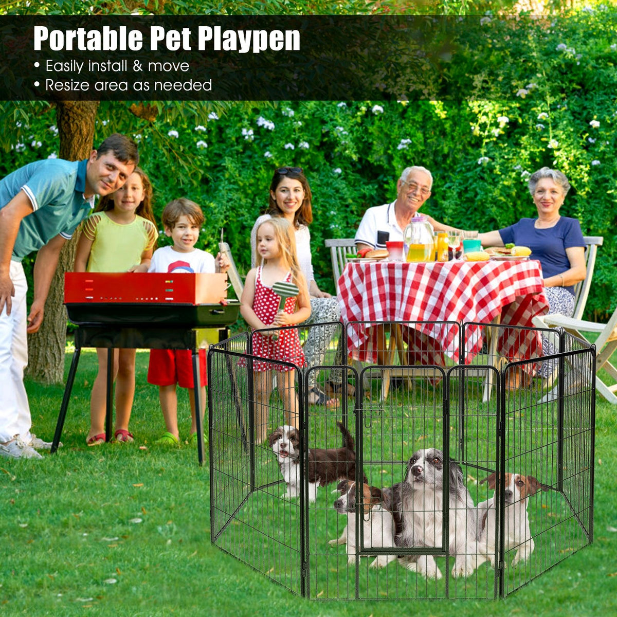 8 Metal Panel Heavy Duty Pet Playpen Dog Fence with Door-48 inches view 7