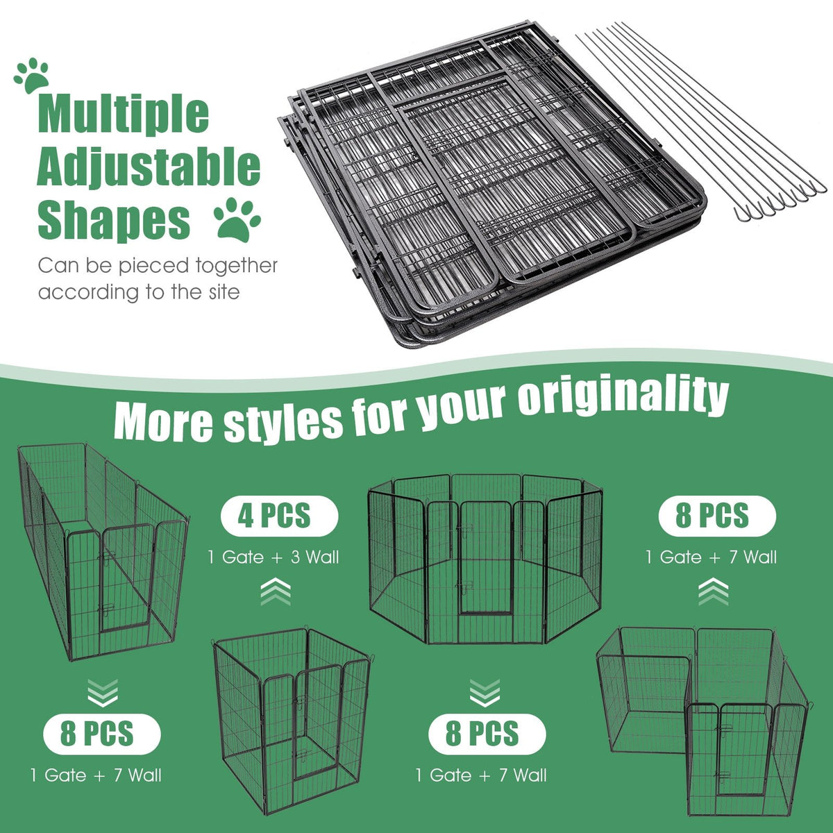 8 Metal Panel Heavy Duty Pet Playpen Dog Fence with Door-48 inches view 8