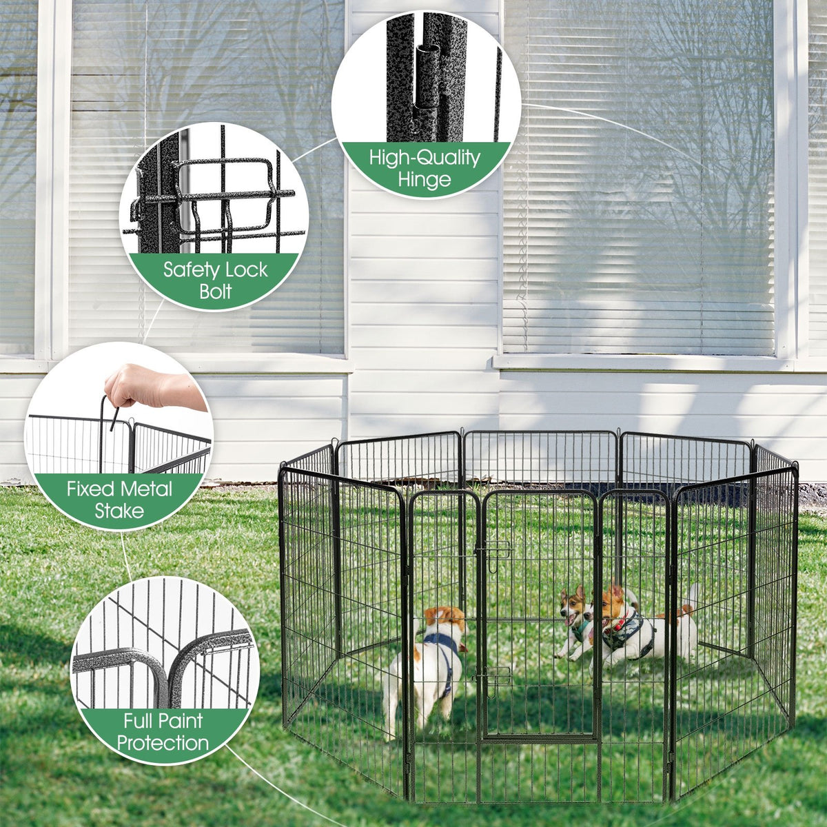 8 Metal Panel Heavy Duty Pet Playpen Dog Fence with Door-48 inches view 9
