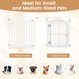 8-Panel Tall Plastic Dog Fence Indoor Outdoor Puppy Pen with Locking Door-White view 4