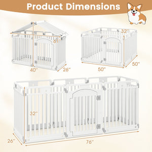 8-Panel Tall Plastic Dog Fence Indoor Outdoor Puppy Pen with Locking Door-White view 6