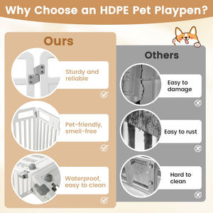 8-Panel Tall Plastic Dog Fence Indoor Outdoor Puppy Pen with Locking Door-White view 8