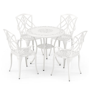 8-Piece Outdoor Furniture Set-Solar Umbrella, Bistro Set, Conversation Set, Chaise Lounger, Folding Bed, Side Table, Swing Chair & Dining Set view 6