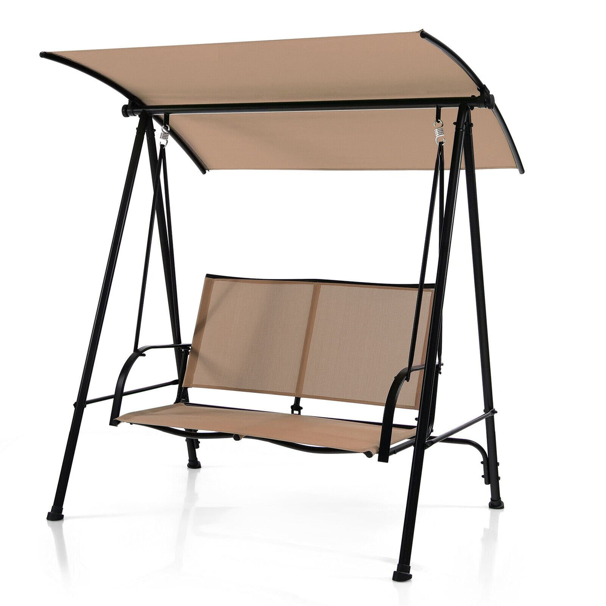 8-Piece Outdoor Furniture Set-Solar Umbrella, Bistro Set, Conversation Set, Chaise Lounger, Folding Bed, Side Table, Swing Chair & Dining Set view 8