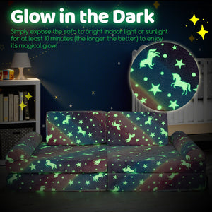 8 Pieces Modular Kids Play Couch Glow in the Dark Toddler Sectional Sofa-Multicolor view 7