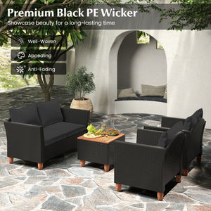 8 Pieces Outdoor Conversation Set with Storage Coffee Table-Black view 7