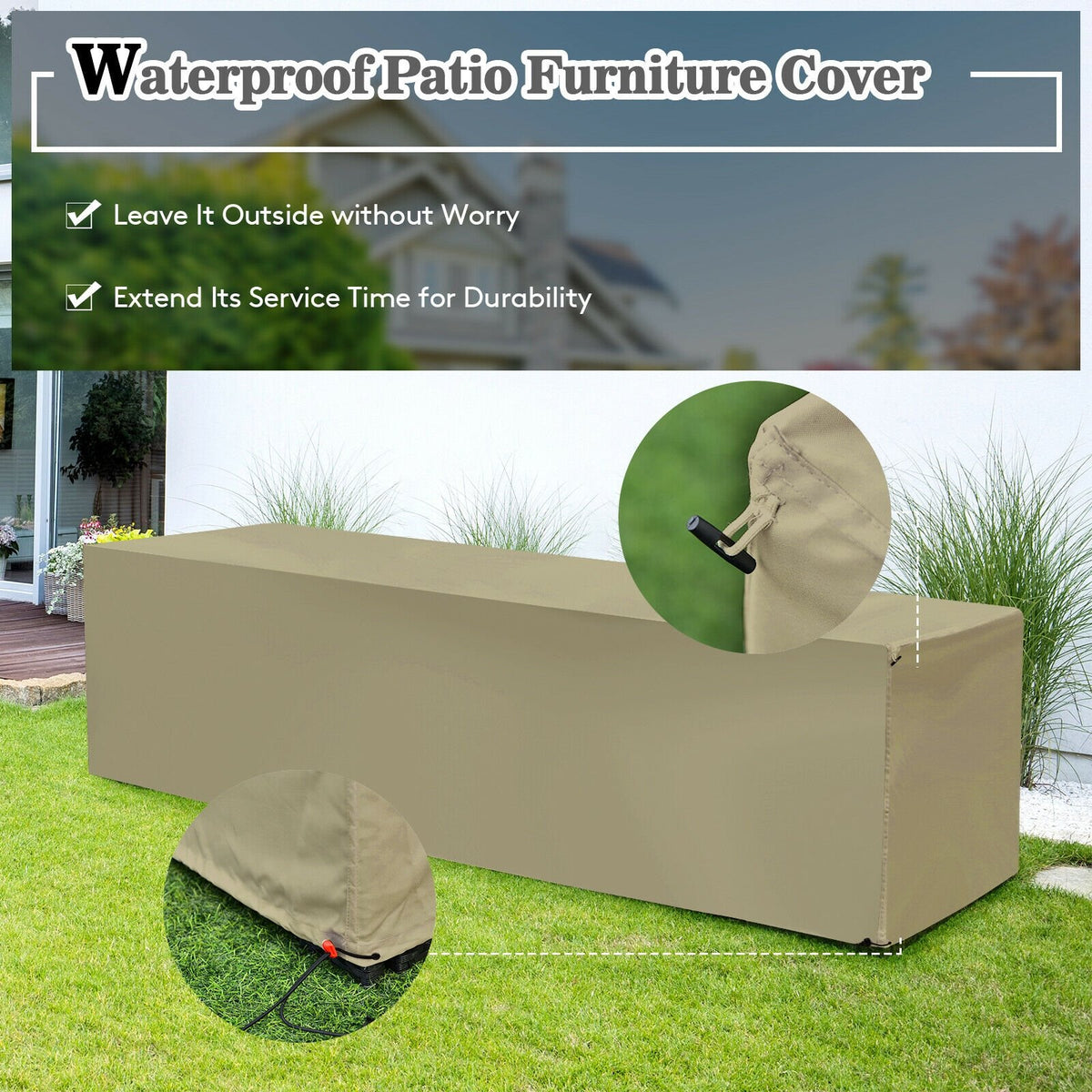 8 Pieces Patio Rattan Furniture Set with Storage Waterproof Cover and Cushion-Off White view 8