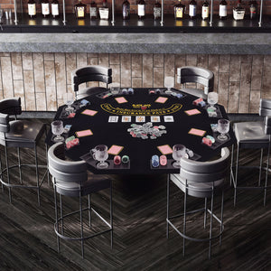 8-Player Portable Poker Table Top with Cup Holders and Chip Trays-Black view 2