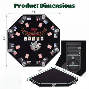 8-Player Portable Poker Table Top with Cup Holders and Chip Trays-Black view 4