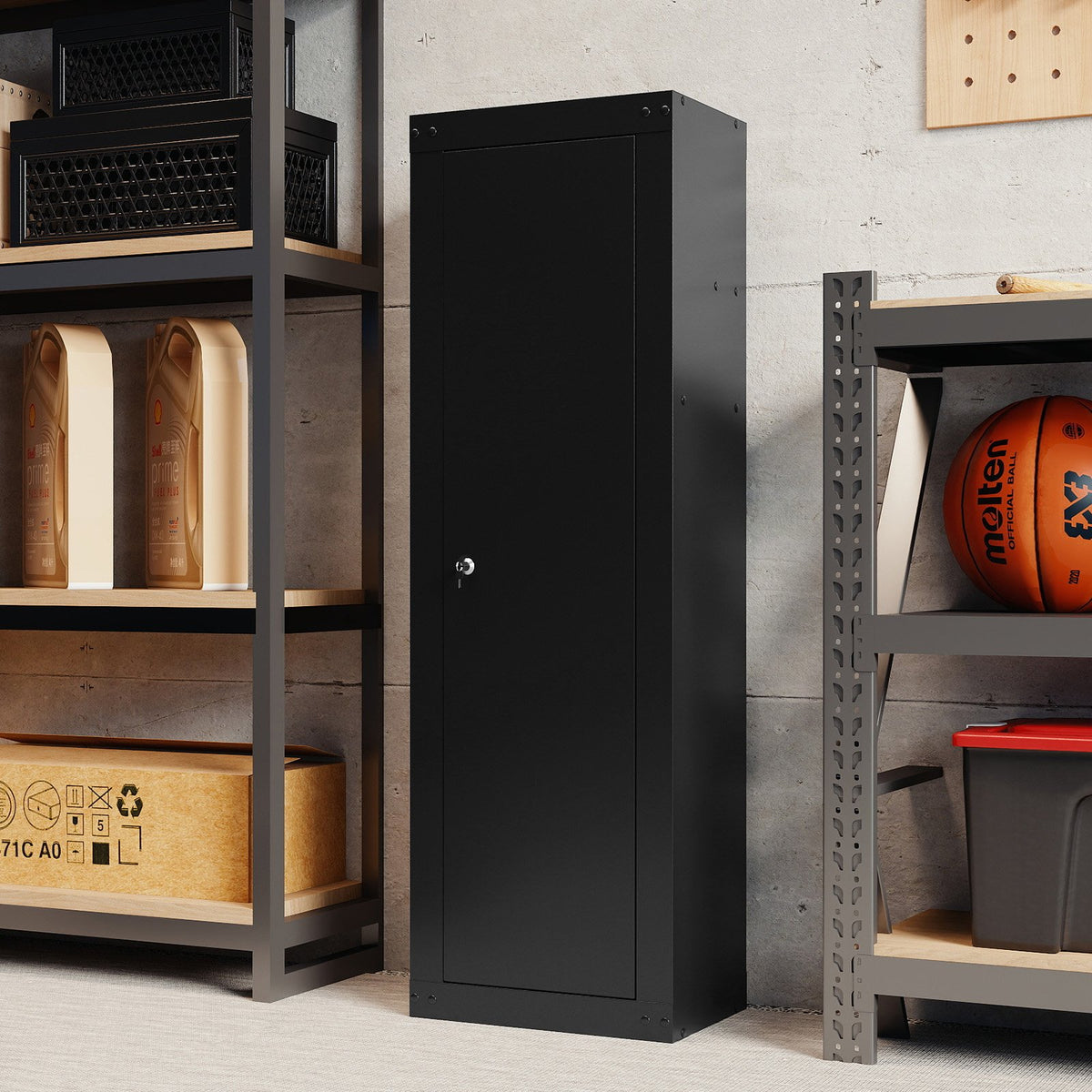 8 Rifle Safe Large Gun Cabinet with Storage Shelf-Black view 2