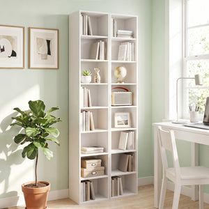 8-Tier Narrow Bookshelf with 4 Adjustable Shelves and Storage Cubes-White view 3