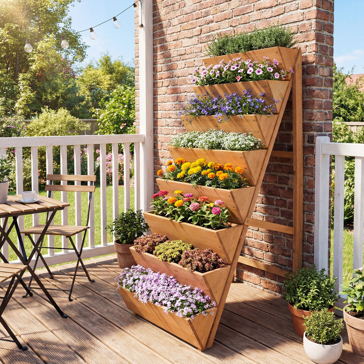 8-tier Vertical Raised Garden Bed Wood Elevated Planter Box with Legs-Orange view 5
