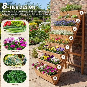 8-tier Vertical Raised Garden Bed Wood Elevated Planter Box with Legs-Orange view 9