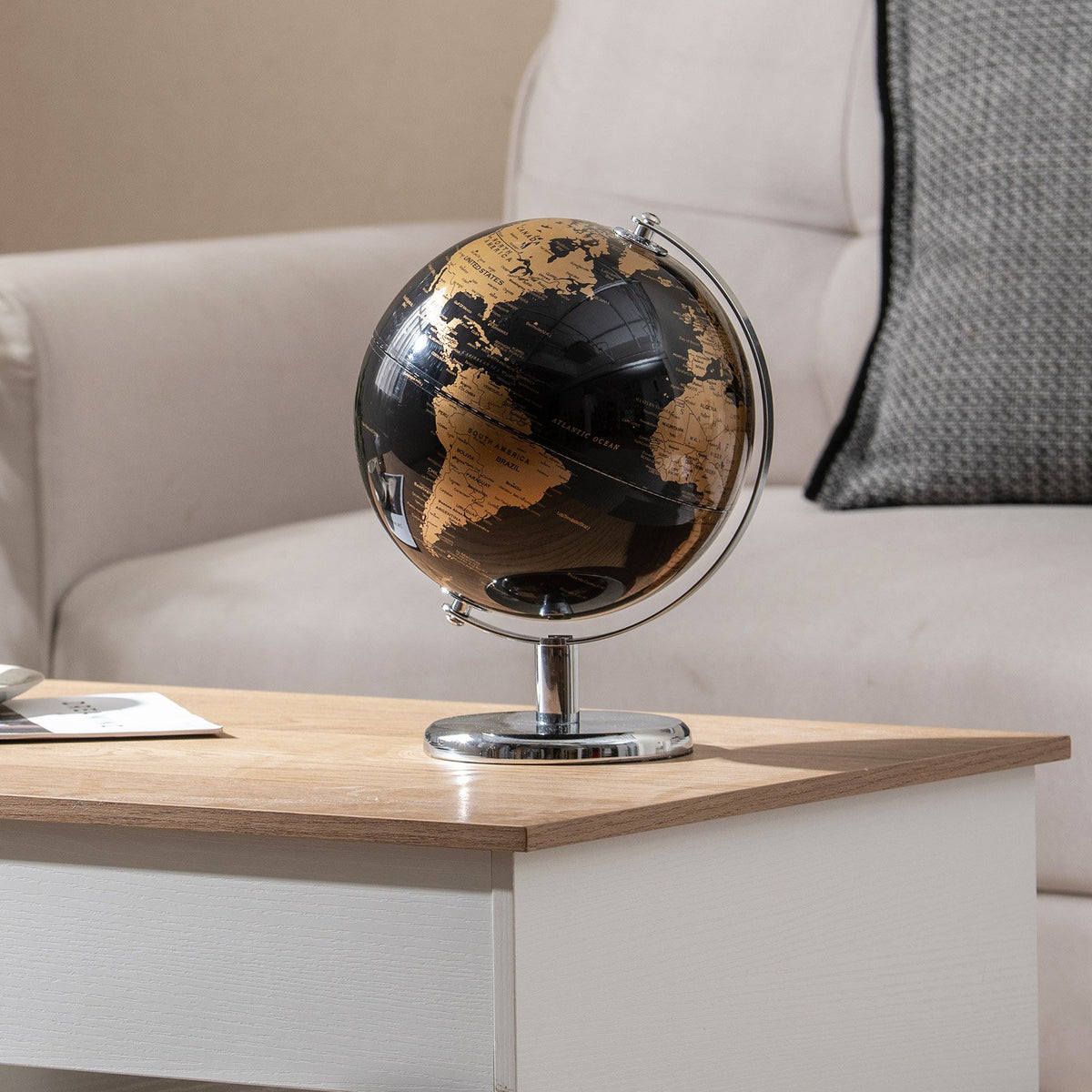 8 inches World Globe Modern Decorative Tabletop Earth Globe-Golden view 2