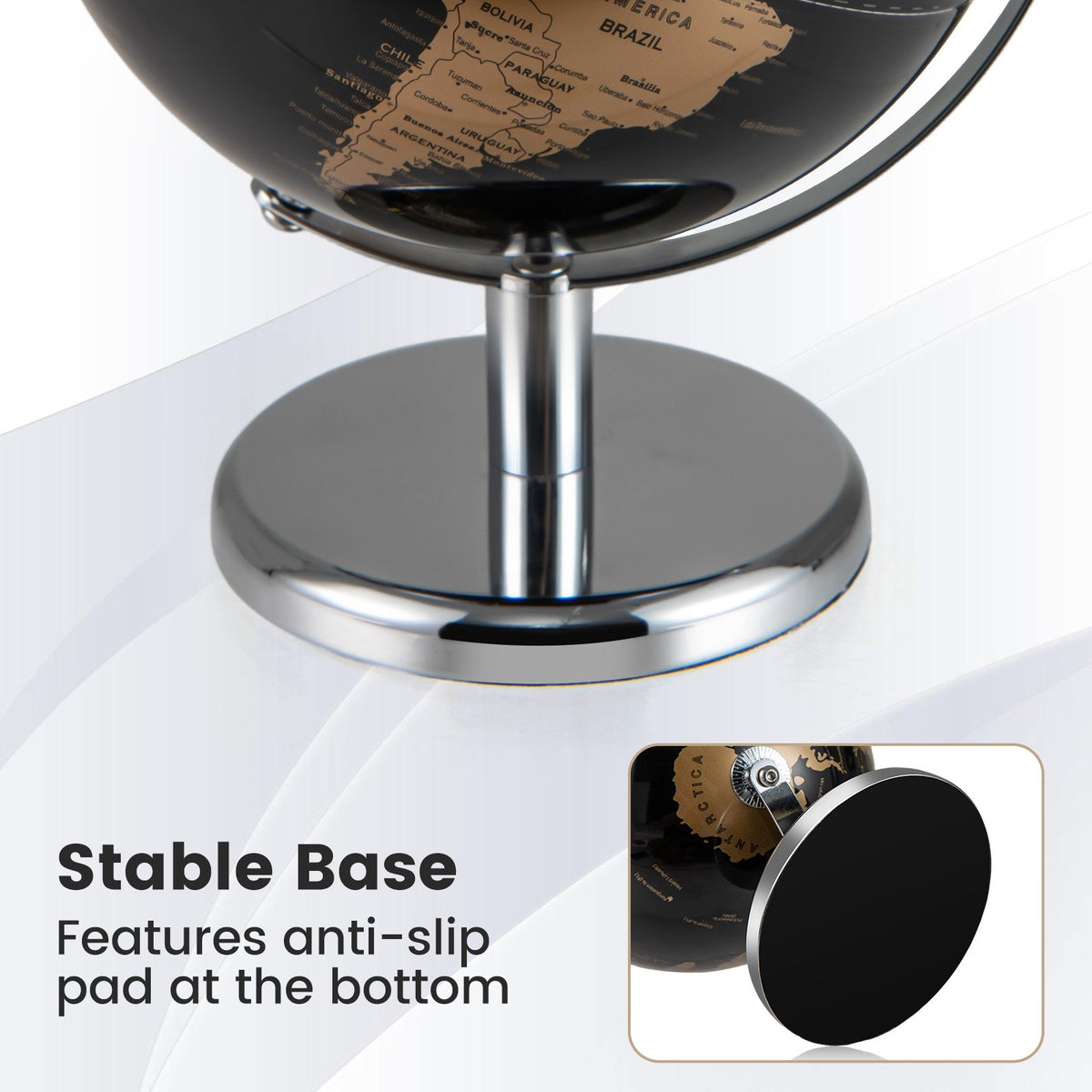 8 inches World Globe Modern Decorative Tabletop Earth Globe-Golden view 8