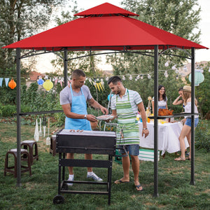 8 x 5 Feet Outdoor Barbecue Grill Gazebo Canopy Tent BBQ Shelter-Wine view 2