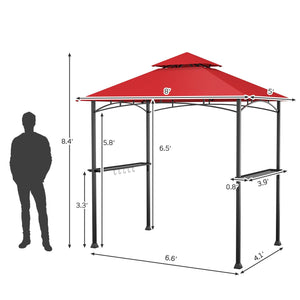 8 x 5 Feet Outdoor Barbecue Grill Gazebo Canopy Tent BBQ Shelter-Wine view 4