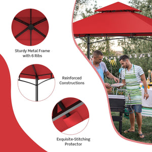 8 x 5 Feet Outdoor Barbecue Grill Gazebo Canopy Tent BBQ Shelter-Wine view 5