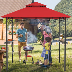 8 x 5 Feet Outdoor Barbecue Grill Gazebo Canopy Tent BBQ Shelter-Wine view 6
