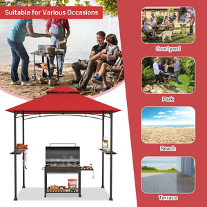 8 x 5 Feet Outdoor Barbecue Grill Gazebo Canopy Tent BBQ Shelter-Wine view 8