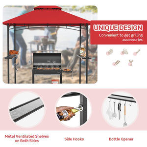 8 x 5 Feet Outdoor Barbecue Grill Gazebo Canopy Tent BBQ Shelter-Wine view 9