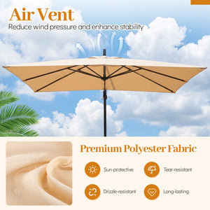 8 x 8 FT Offset Cantilever Patio Umbrella Square Hanging Outdoor Market Umbrella with 360° Rotation-Beige view 6