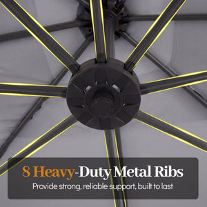 8 x 8 FT Offset Cantilever Patio Umbrella Square Hanging Outdoor Market Umbrella with 360° Rotation-Gray view 8