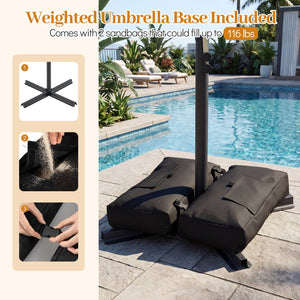 8 x 8 FT Offset Cantilever Patio Umbrella Square Hanging Outdoor Market Umbrella with 360° Rotation-Gray view 9