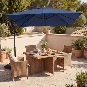 8 x 8 FT Offset Cantilever Patio Umbrella Square Hanging Outdoor Market Umbrella with 360° Rotation-Navy view 2