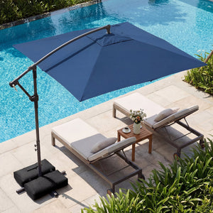 8 x 8 FT Offset Cantilever Patio Umbrella Square Hanging Outdoor Market Umbrella with 360° Rotation-Navy view 5