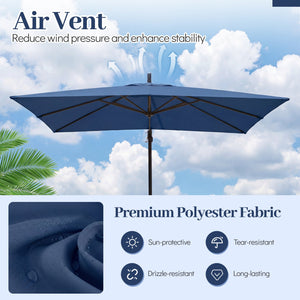 8 x 8 FT Offset Cantilever Patio Umbrella Square Hanging Outdoor Market Umbrella with 360° Rotation-Navy view 6