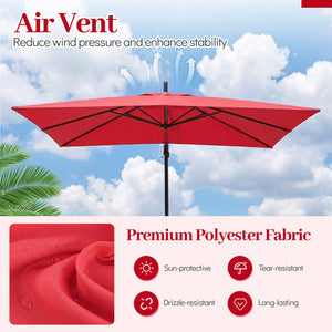 8 x 8 FT Offset Cantilever Patio Umbrella Square Hanging Outdoor Market Umbrella with 360° Rotation-Red view 6