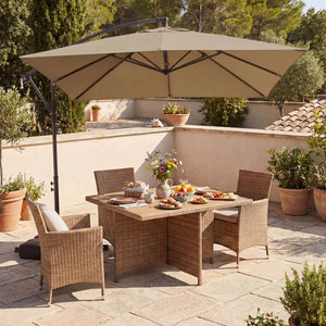 8 x 8 FT Offset Cantilever Patio Umbrella Square Hanging Outdoor Market Umbrella with 360° Rotation-Rustic Brown view 2