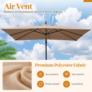 8 x 8 FT Offset Cantilever Patio Umbrella Square Hanging Outdoor Market Umbrella with 360° Rotation-Rustic Brown view 6